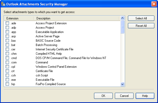 Outlook Attachments Security Manager software